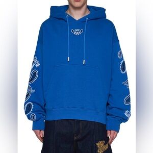New Off-White size M Medium Blue Sweater Paisley Accents Bandana Cotton $1200
